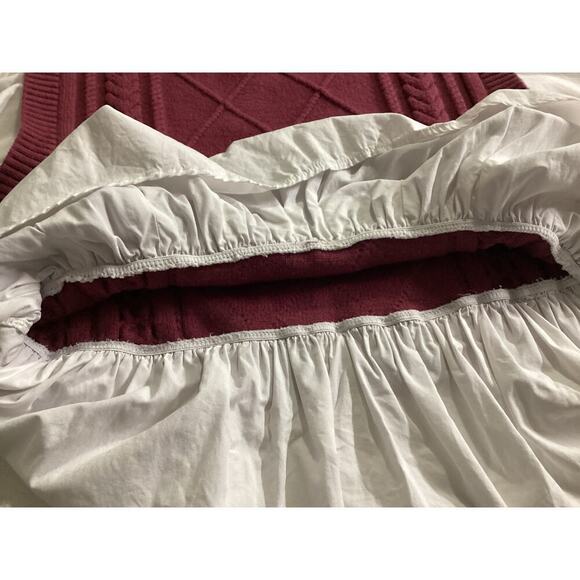 &merci Mixed Media Cable Detail Sweater maroon & white L - Picture 5 of 7